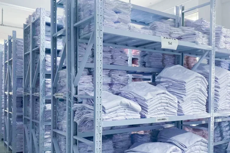 Packaged goods in warehouse racks