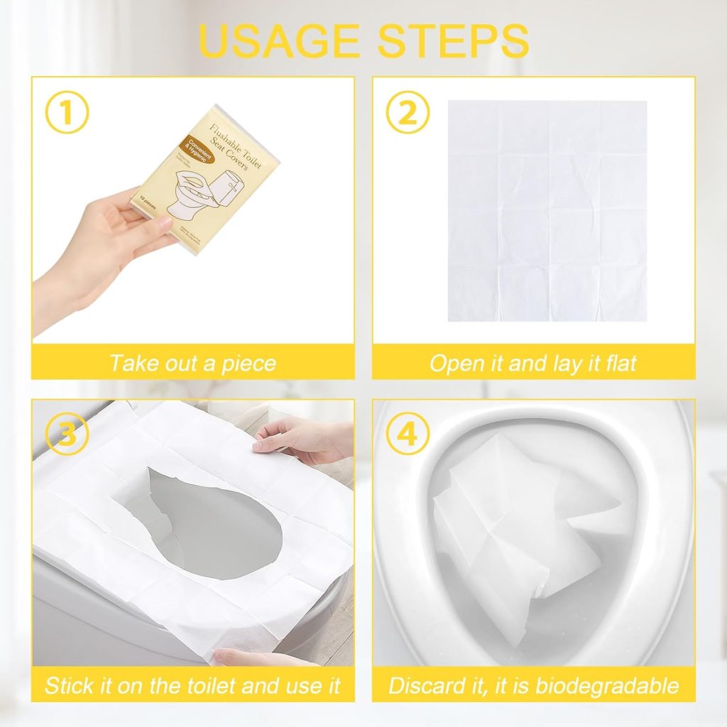 Disposable toilet seat cover usage instructions