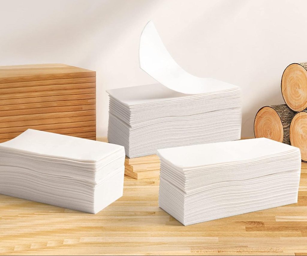 Stacked disposable face towels