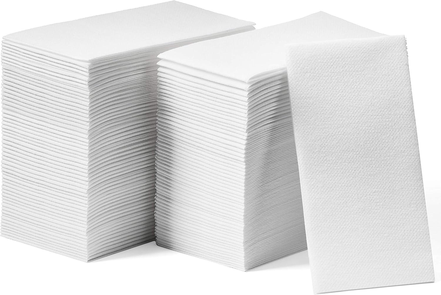 Stacked white disposable tablecloths